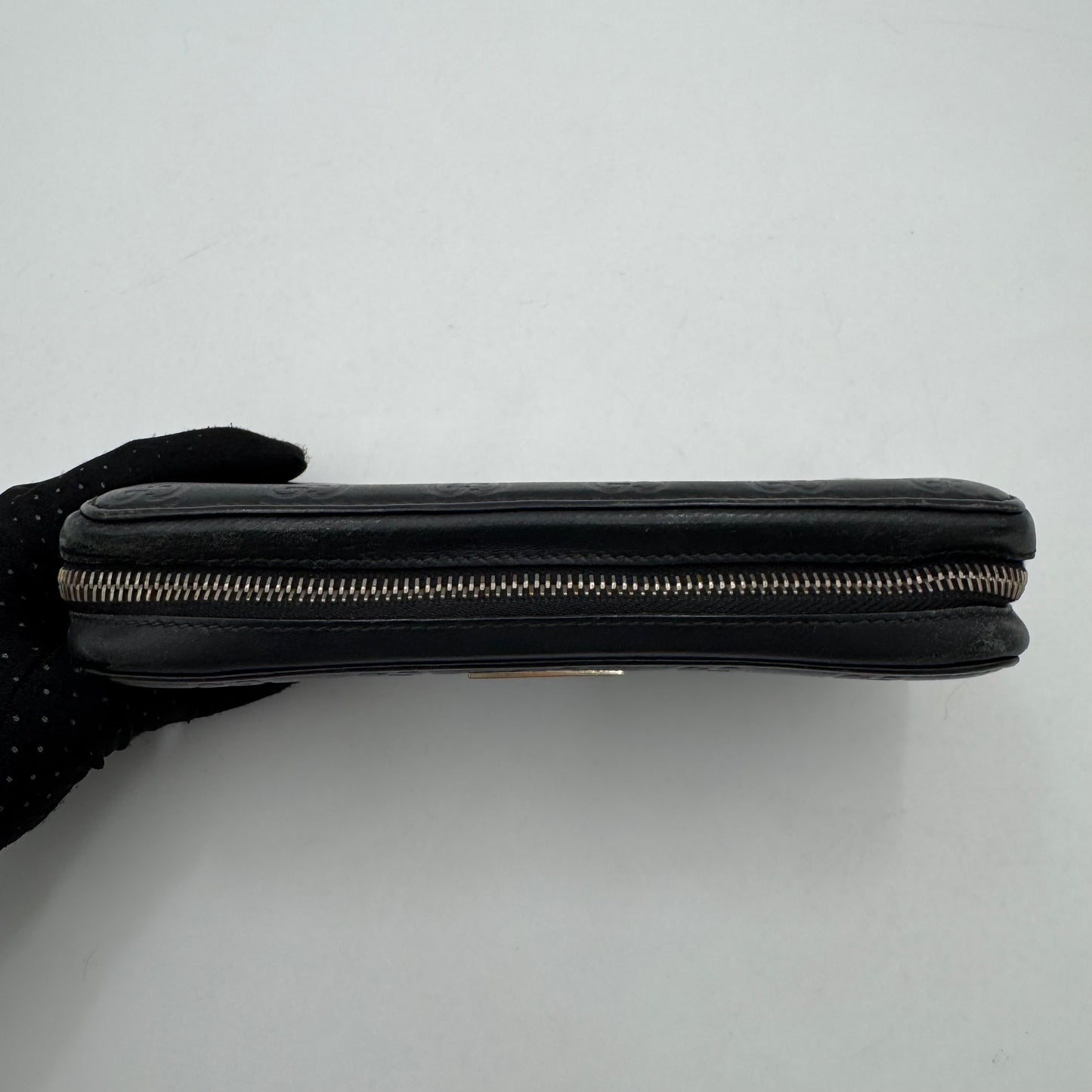 Gucci Black Guccissima Leather Large Zippy Long Wallet