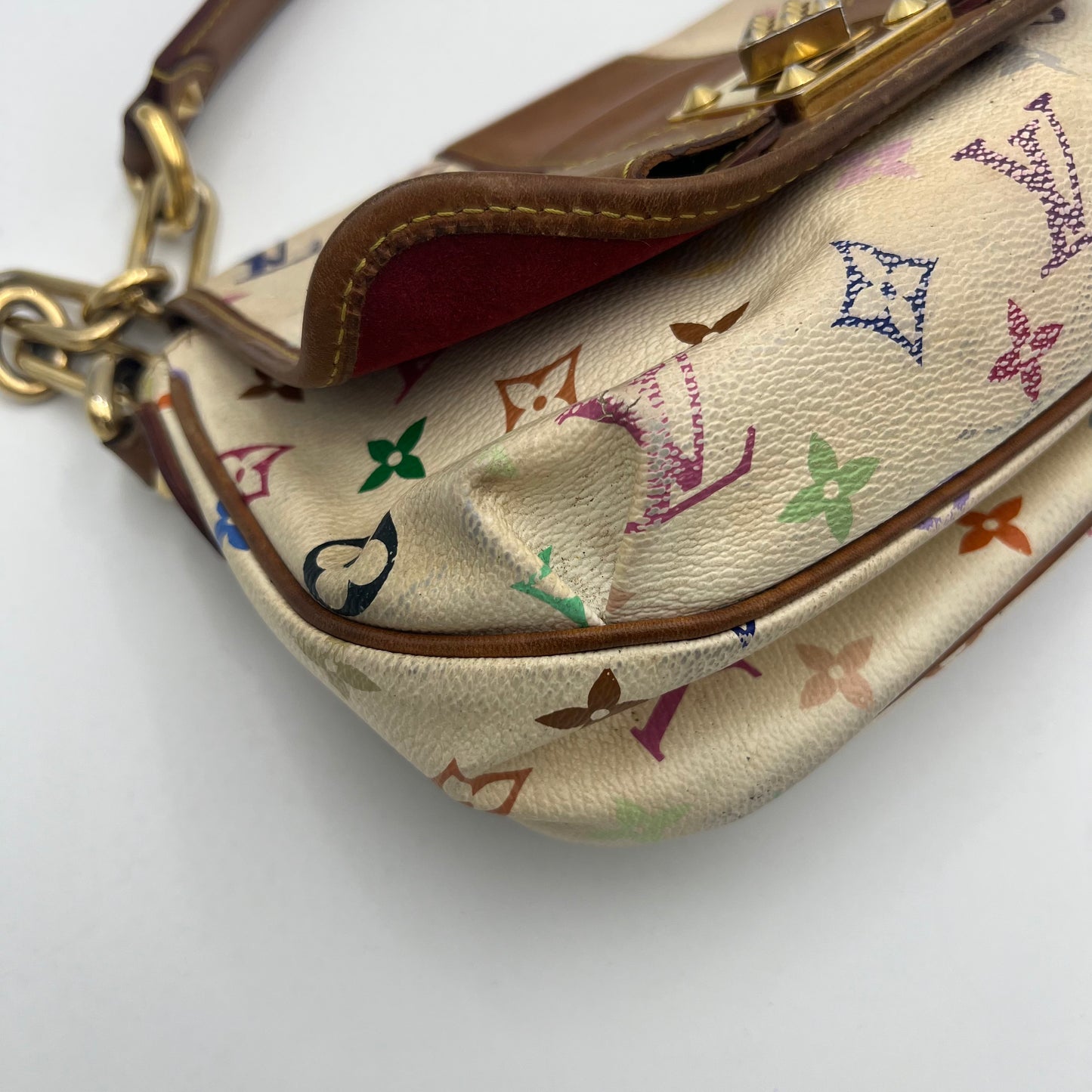 LV White Muticolor Patti Shoulder Bag