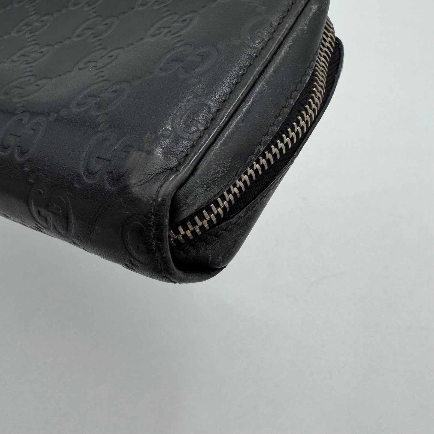 Gucci Black Guccissima Leather Large Zippy Long Wallet