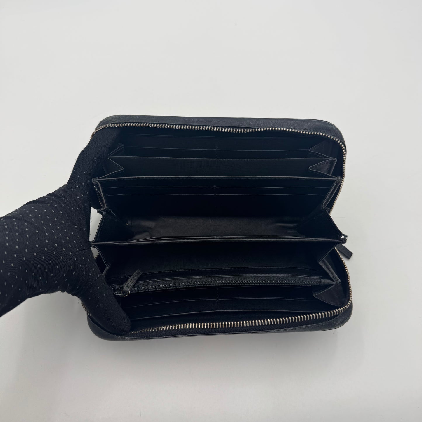 Gucci Black Guccissima Leather Large Zippy Long Wallet