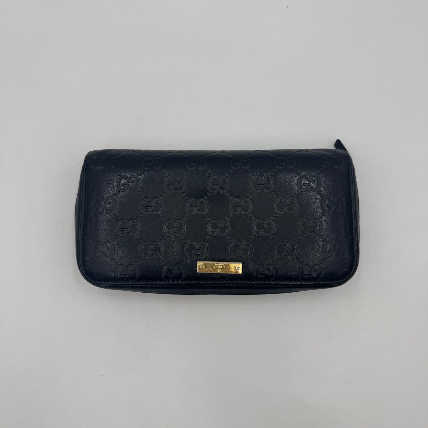Gucci Black Guccissima Leather Large Zippy Long Wallet