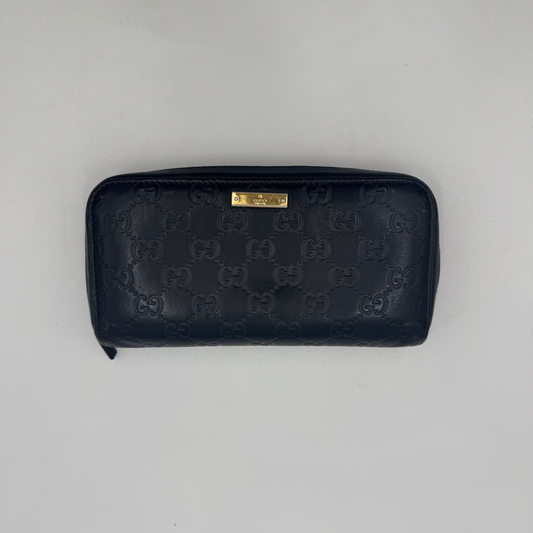 Gucci Black Guccissima Leather Large Zippy Long Wallet