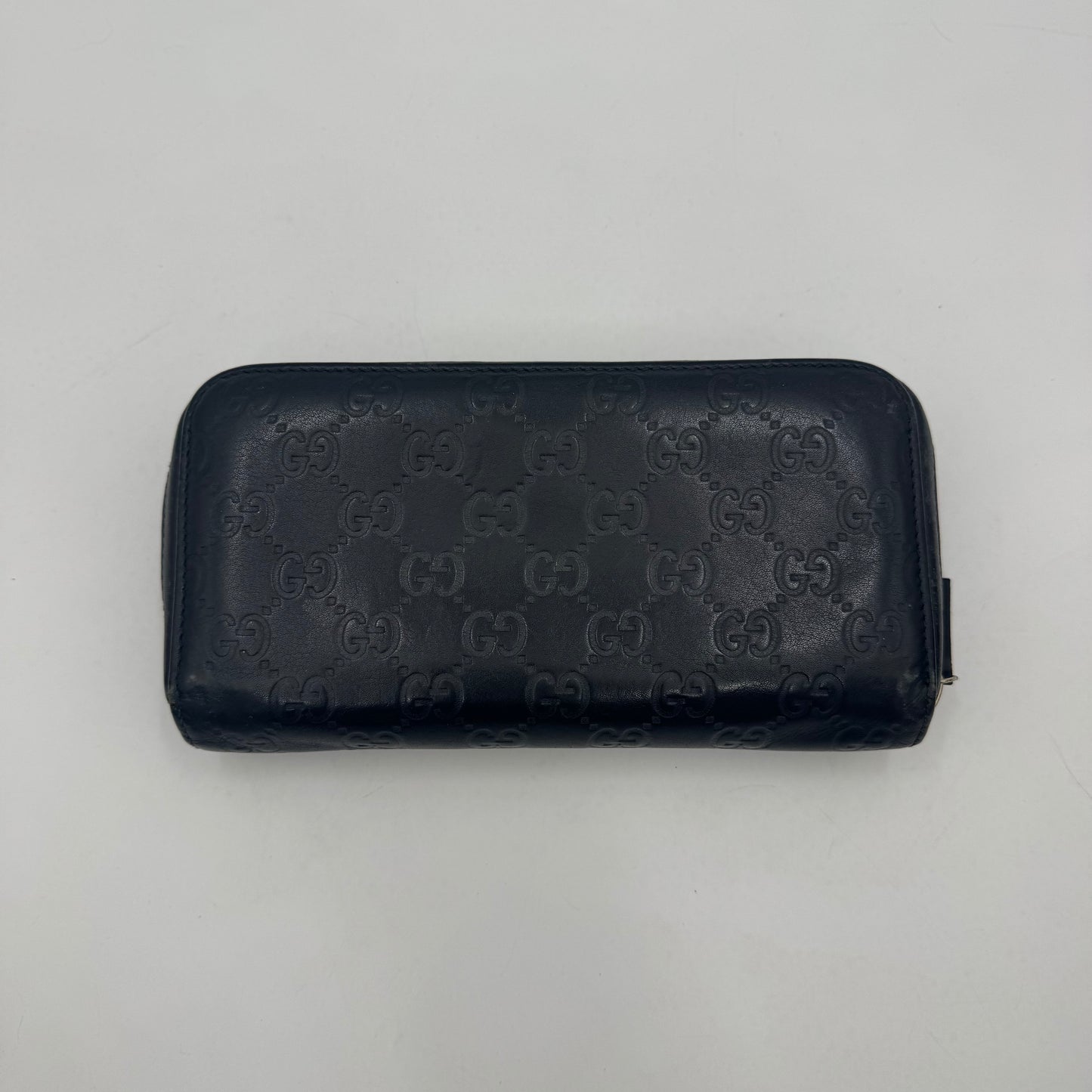 Gucci Black Guccissima Leather Large Zippy Long Wallet