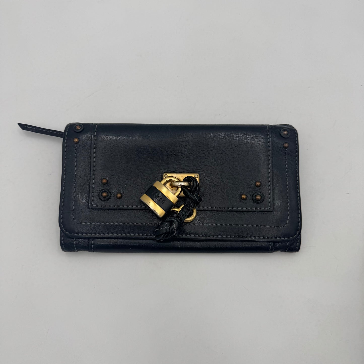 Chloe Black Leather Paddington Long Bifold Wallet GHW