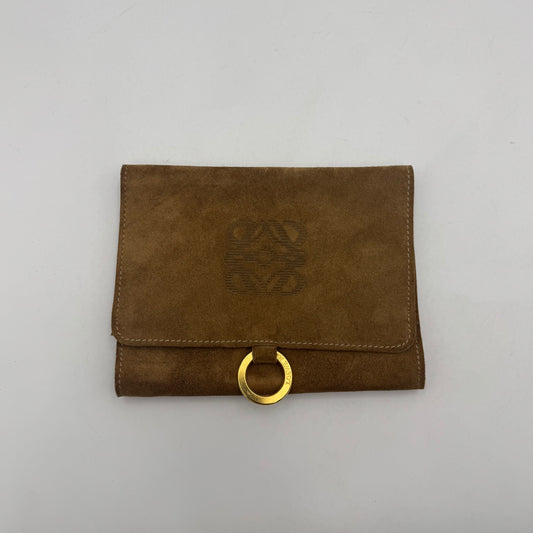 Loewe Beige Suede Anagram Trifold Organizer