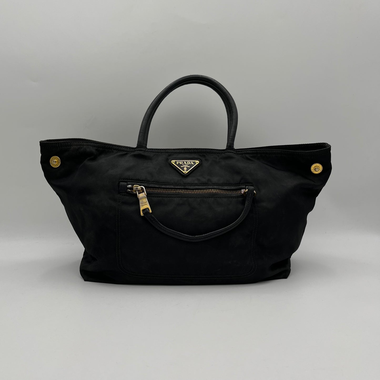 Prada Black Nylon x Leather Boat Tote