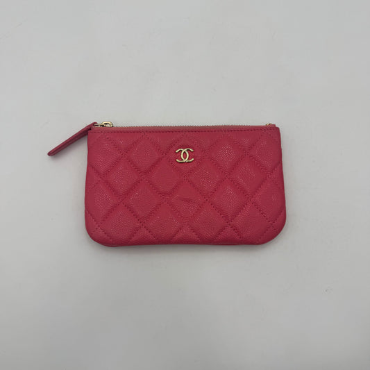 Chanel Pink Quilted Caviar O-Case Zip Pouch