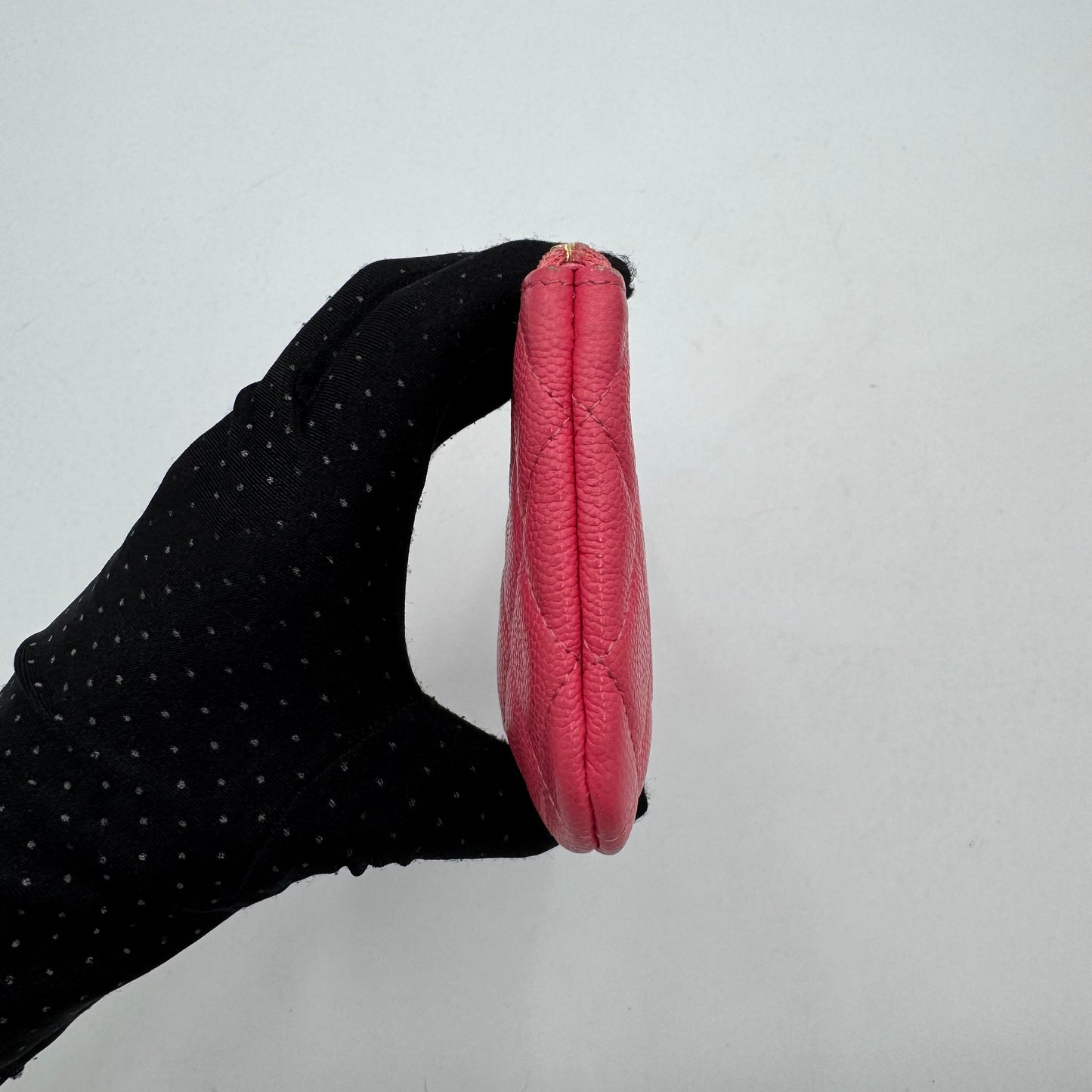 Chanel Pink Quilted Caviar O-Case Zip Pouch