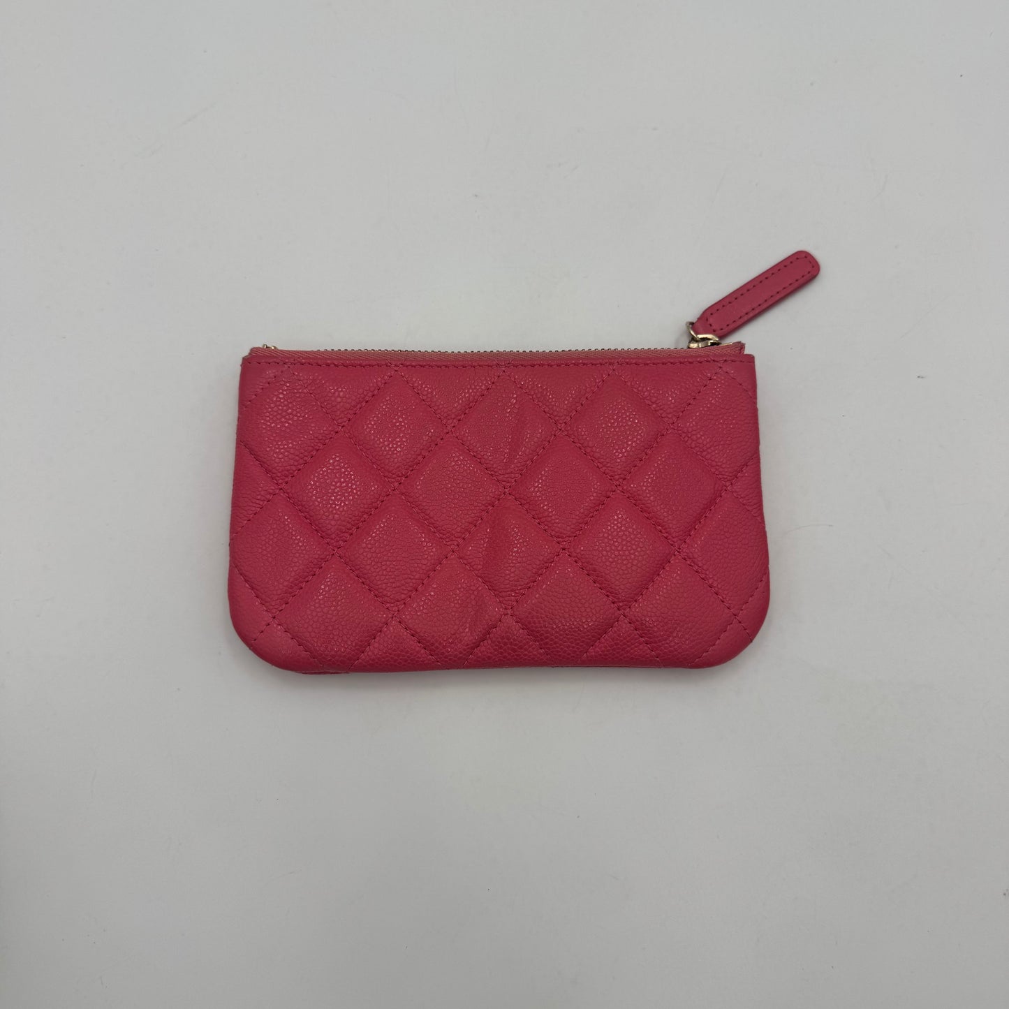 Chanel Pink Quilted Caviar O-Case Zip Pouch