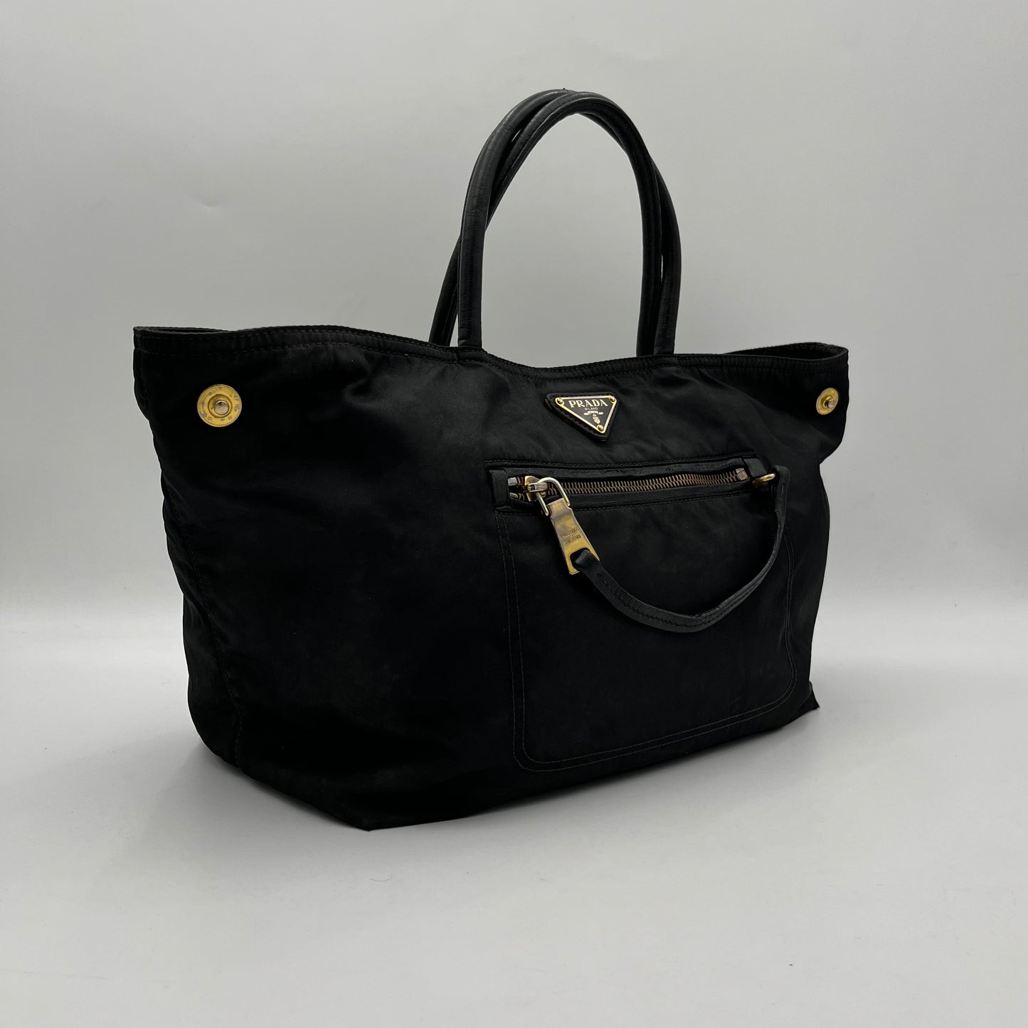 Prada Black Nylon x Leather Boat Tote