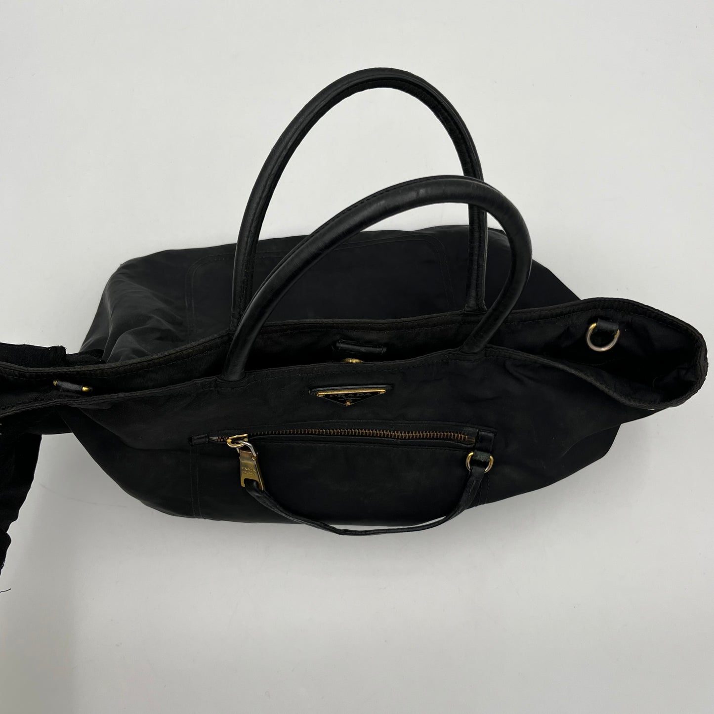 Prada Black Nylon x Leather Boat Tote