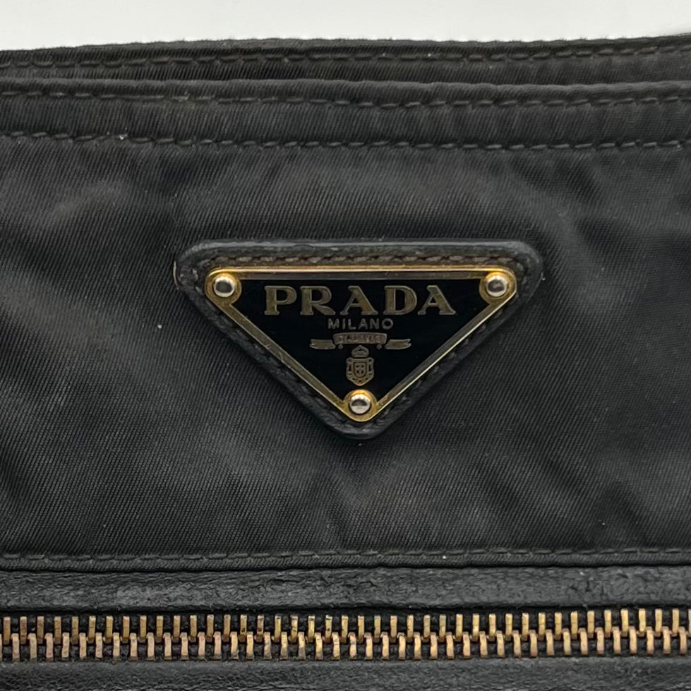 Prada Black Nylon x Leather Boat Tote