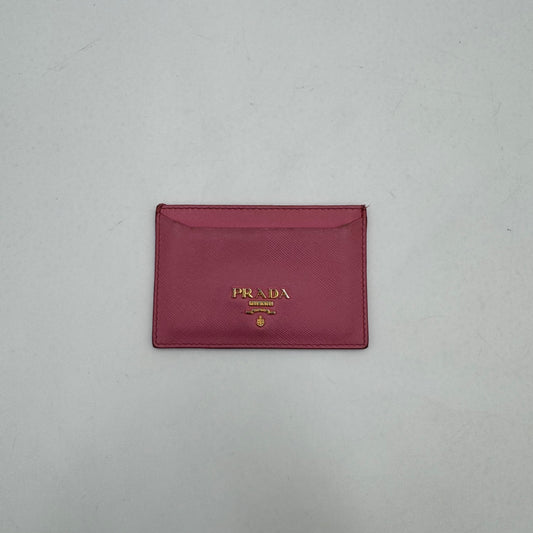 Prada Light Pink Saffiano Card Holder GHW