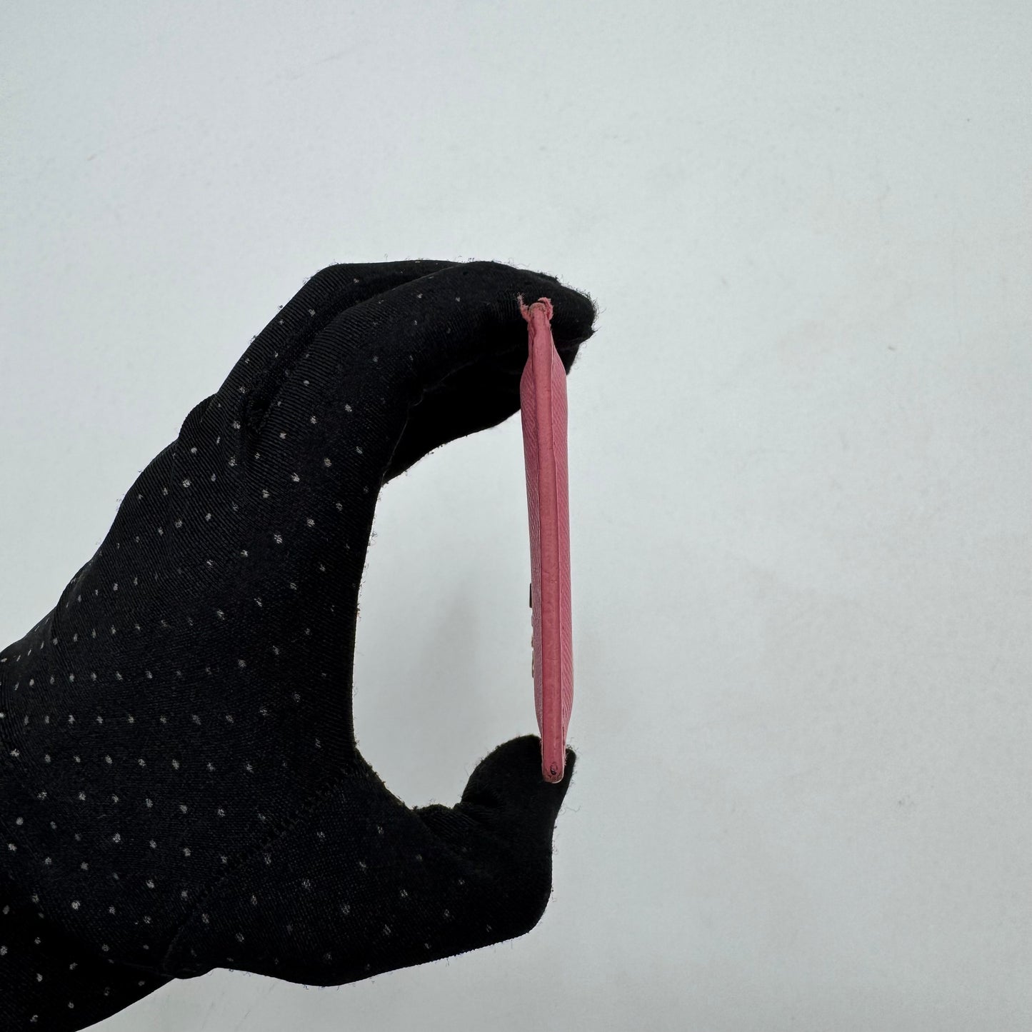 Prada Light Pink Saffiano Card Holder GHW