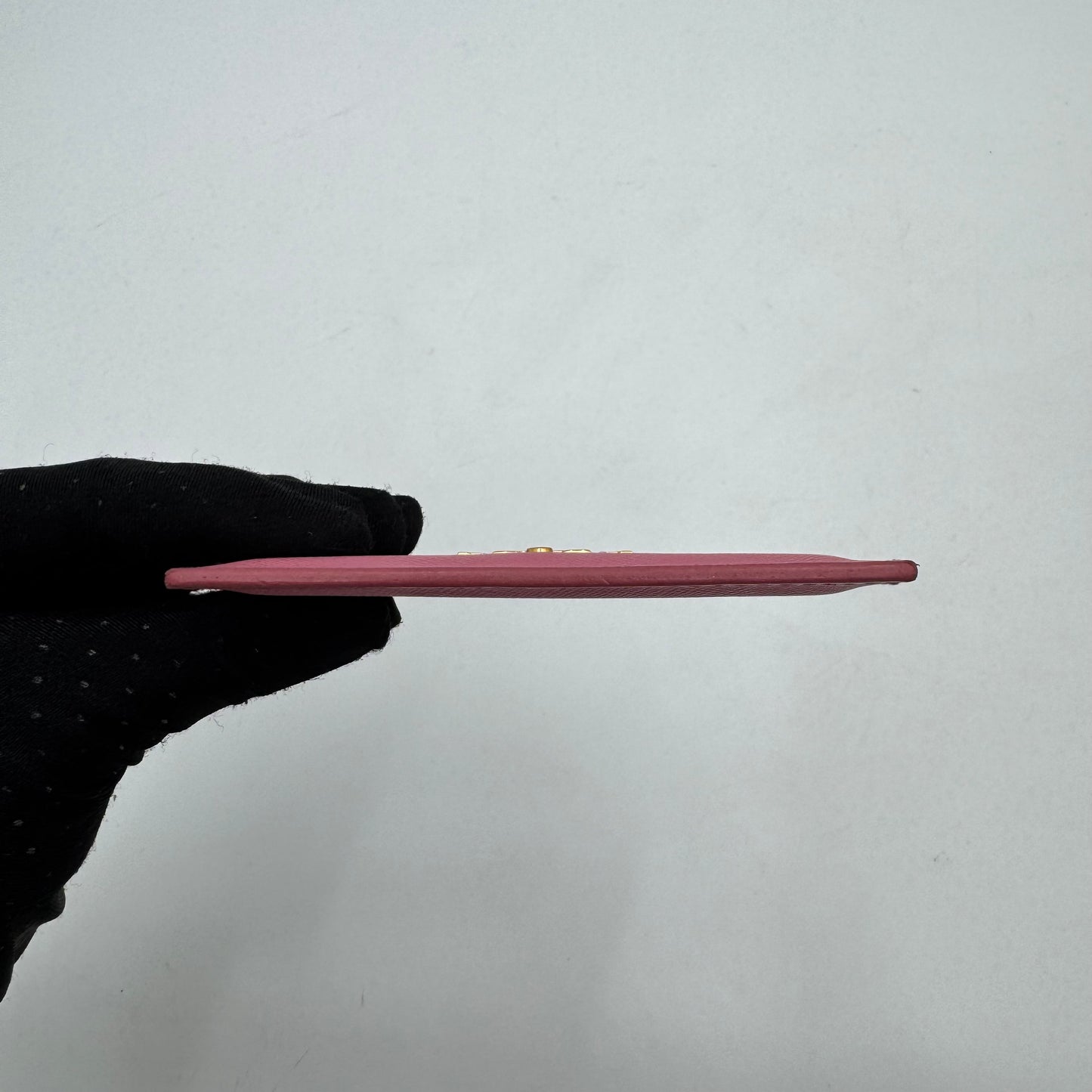 Prada Light Pink Saffiano Card Holder GHW