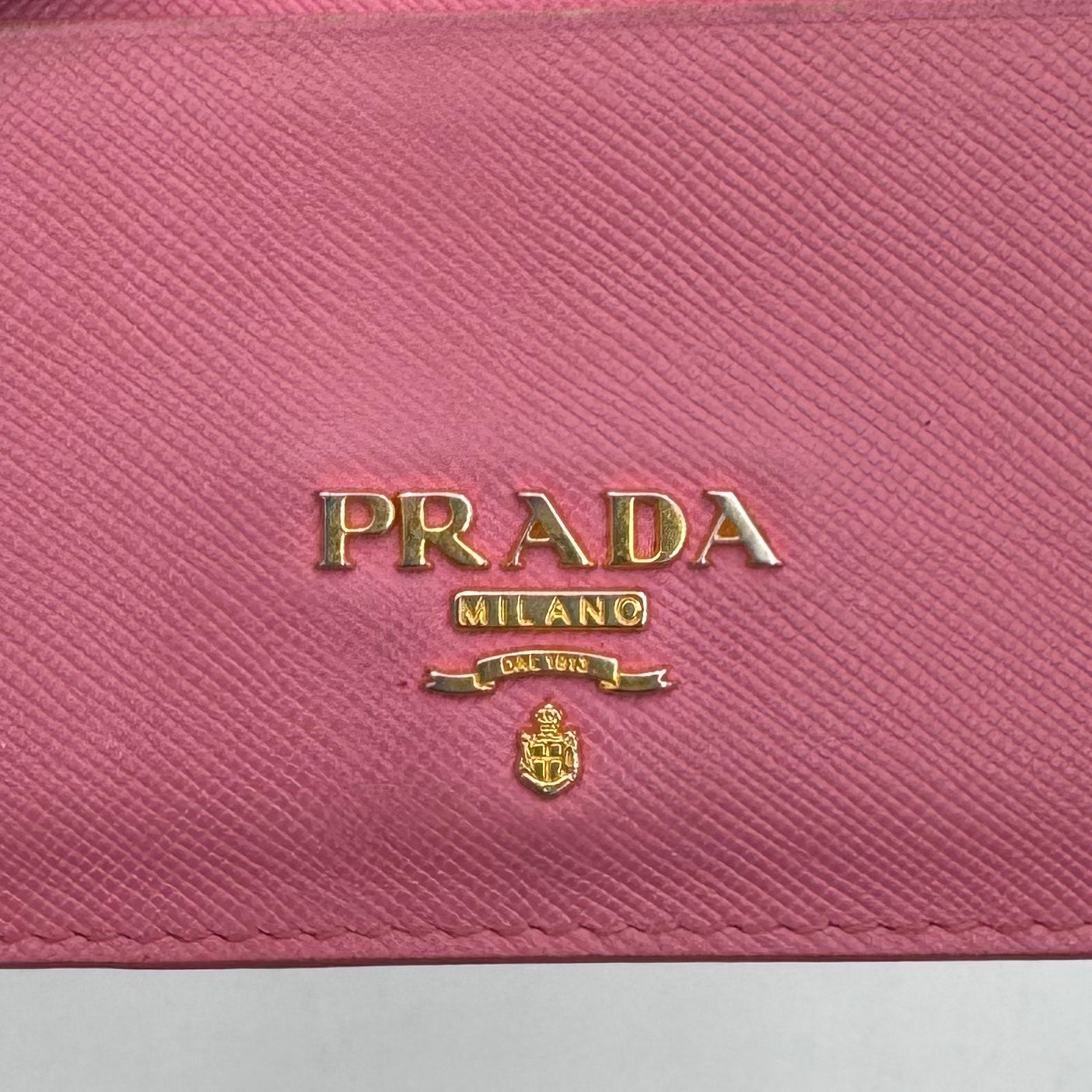 Prada Light Pink Saffiano Card Holder GHW