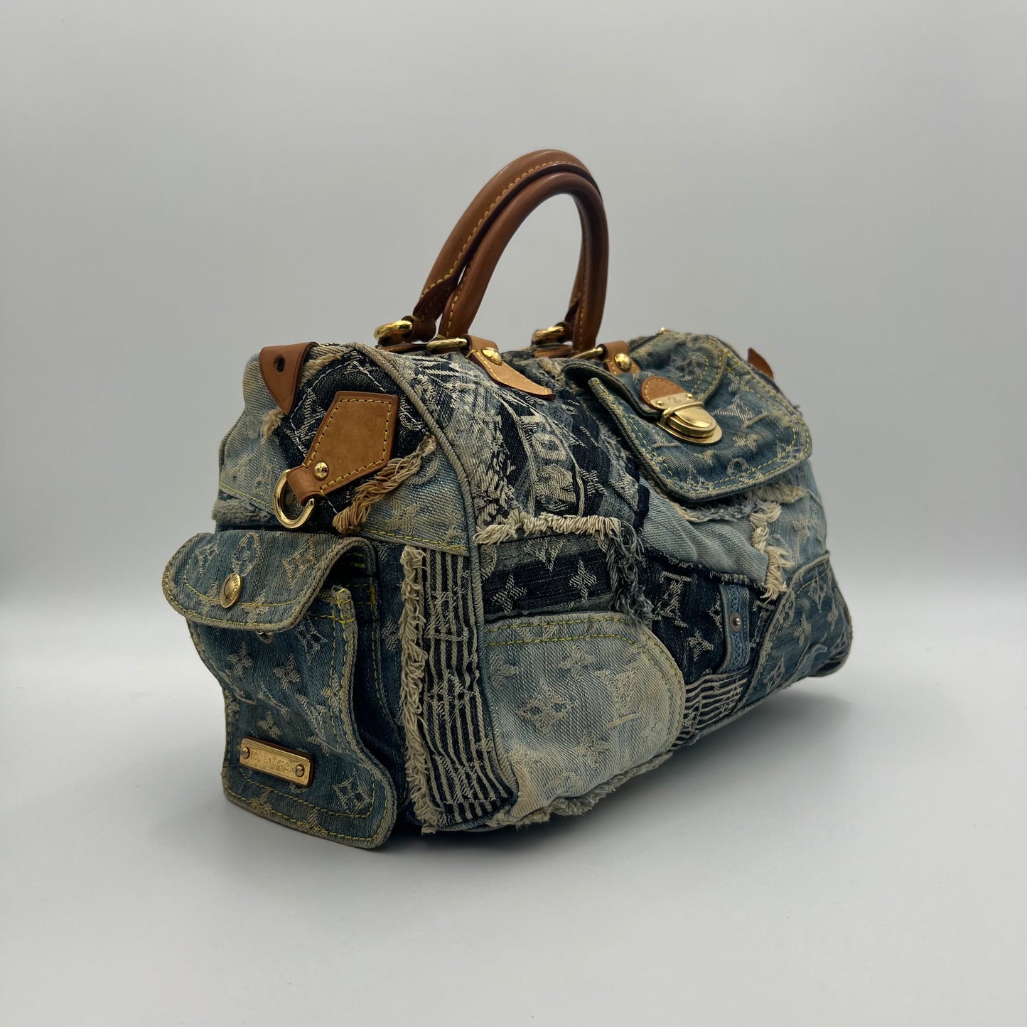 LV Limited Edition Blue Denim Patchwork Speedy 30
