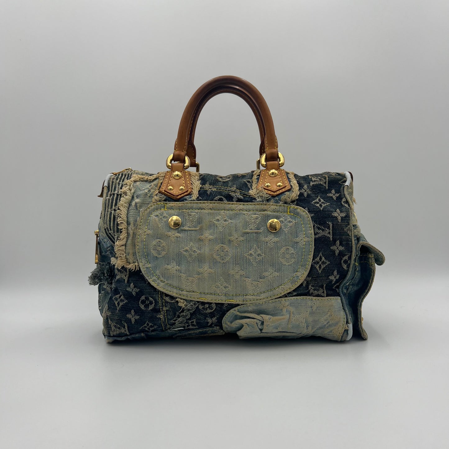 LV Limited Edition Blue Denim Patchwork Speedy 30