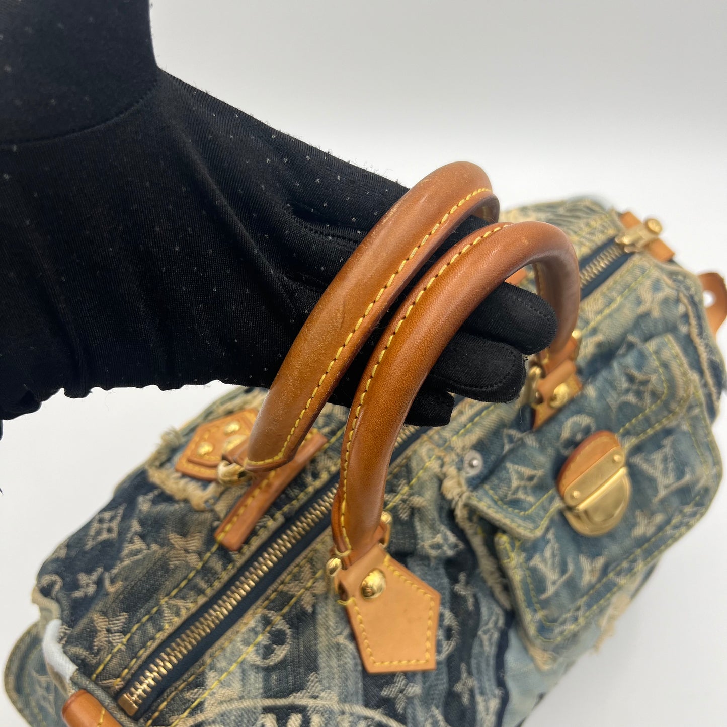 LV Limited Edition Blue Denim Patchwork Speedy 30