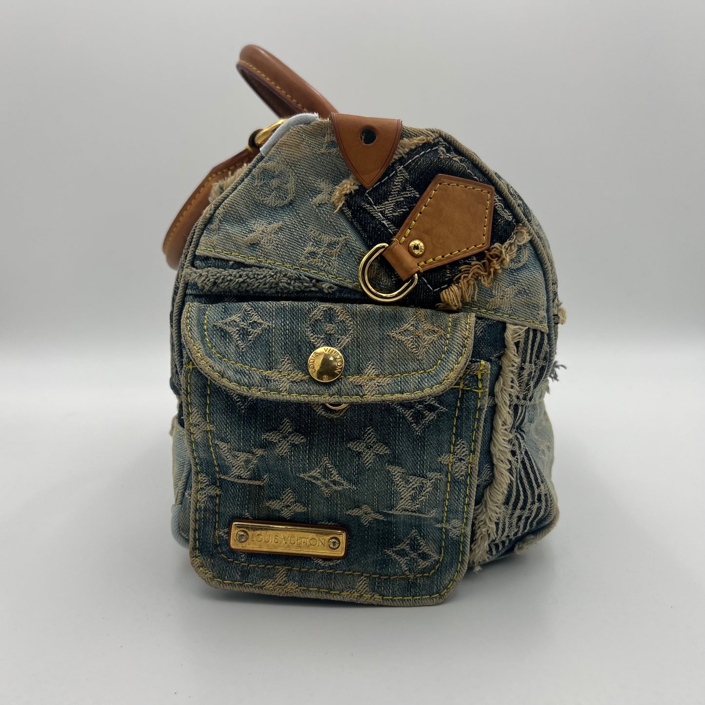 LV Limited Edition Blue Denim Patchwork Speedy 30