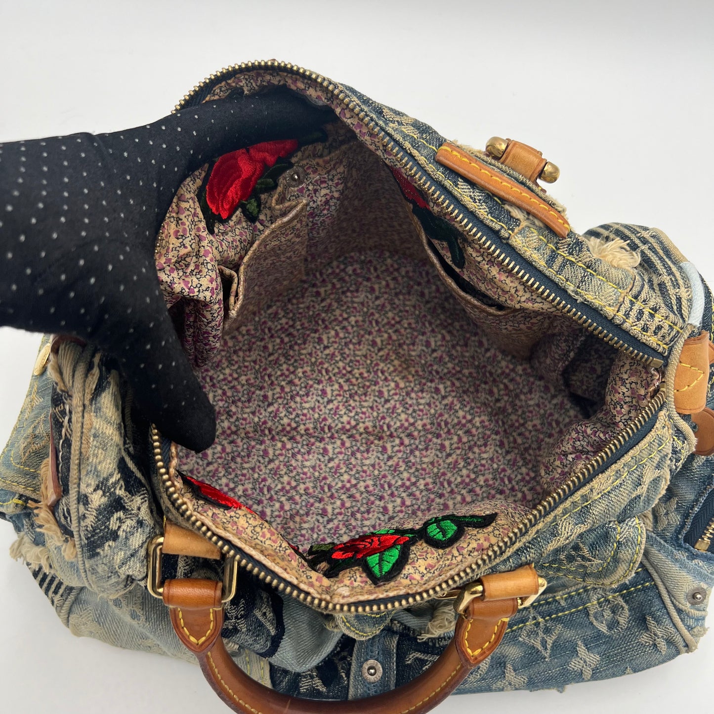 LV Limited Edition Blue Denim Patchwork Speedy 30