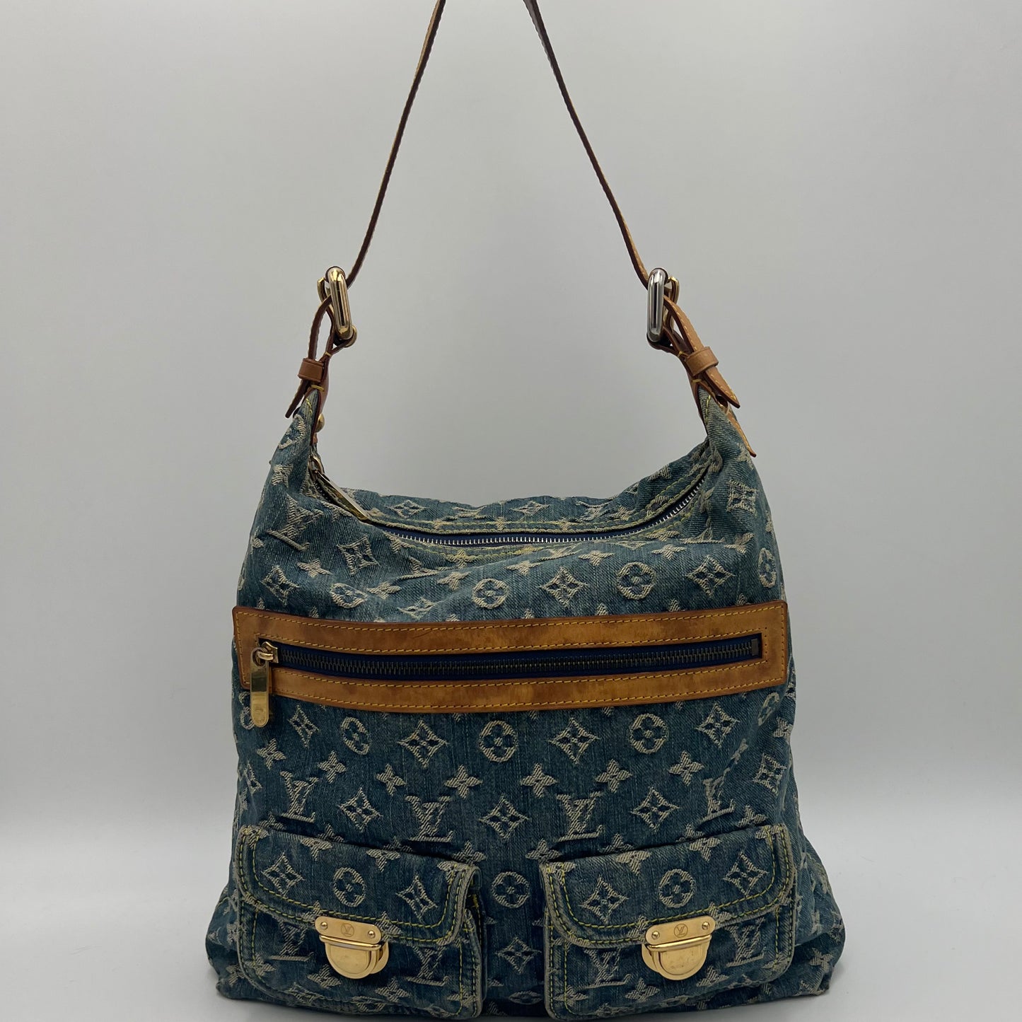 LV Blue Monogram Denim Baggy GM