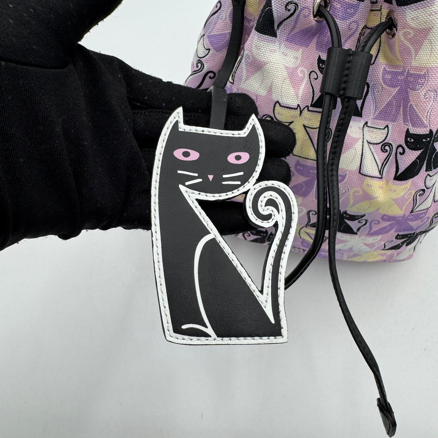 Miu Miu Purple Canapa Cats Print Drawstring Pouch