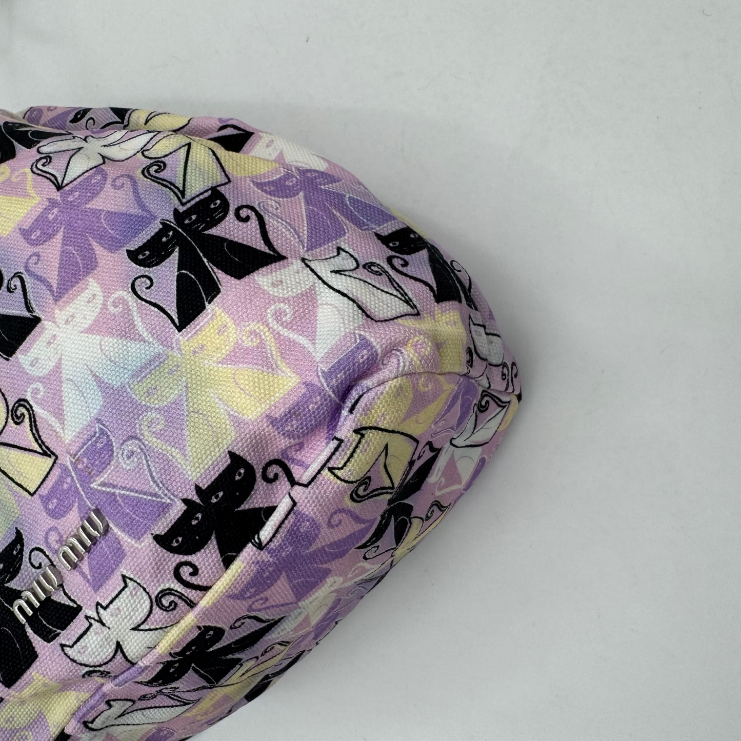 Miu Miu Purple Canapa Cats Print Drawstring Pouch