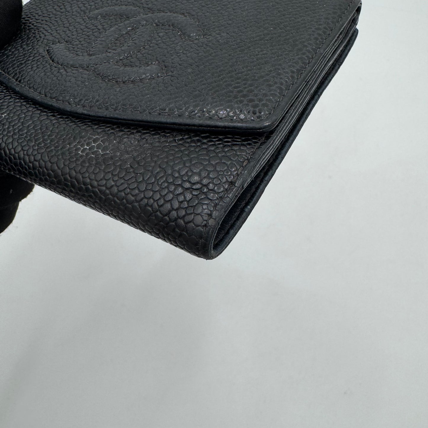 Chanel Black Caviar CC Bifold Short Wallet