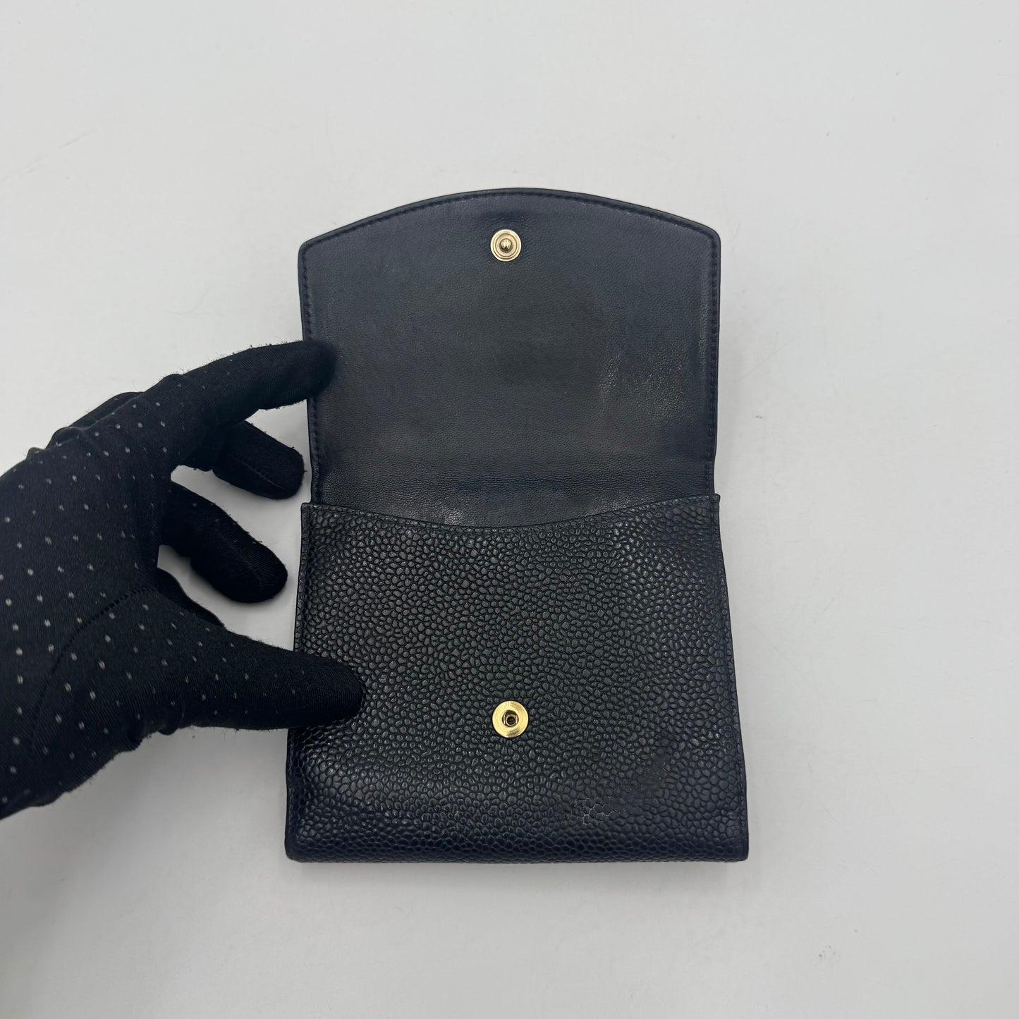 Chanel Black Caviar CC Bifold Short Wallet