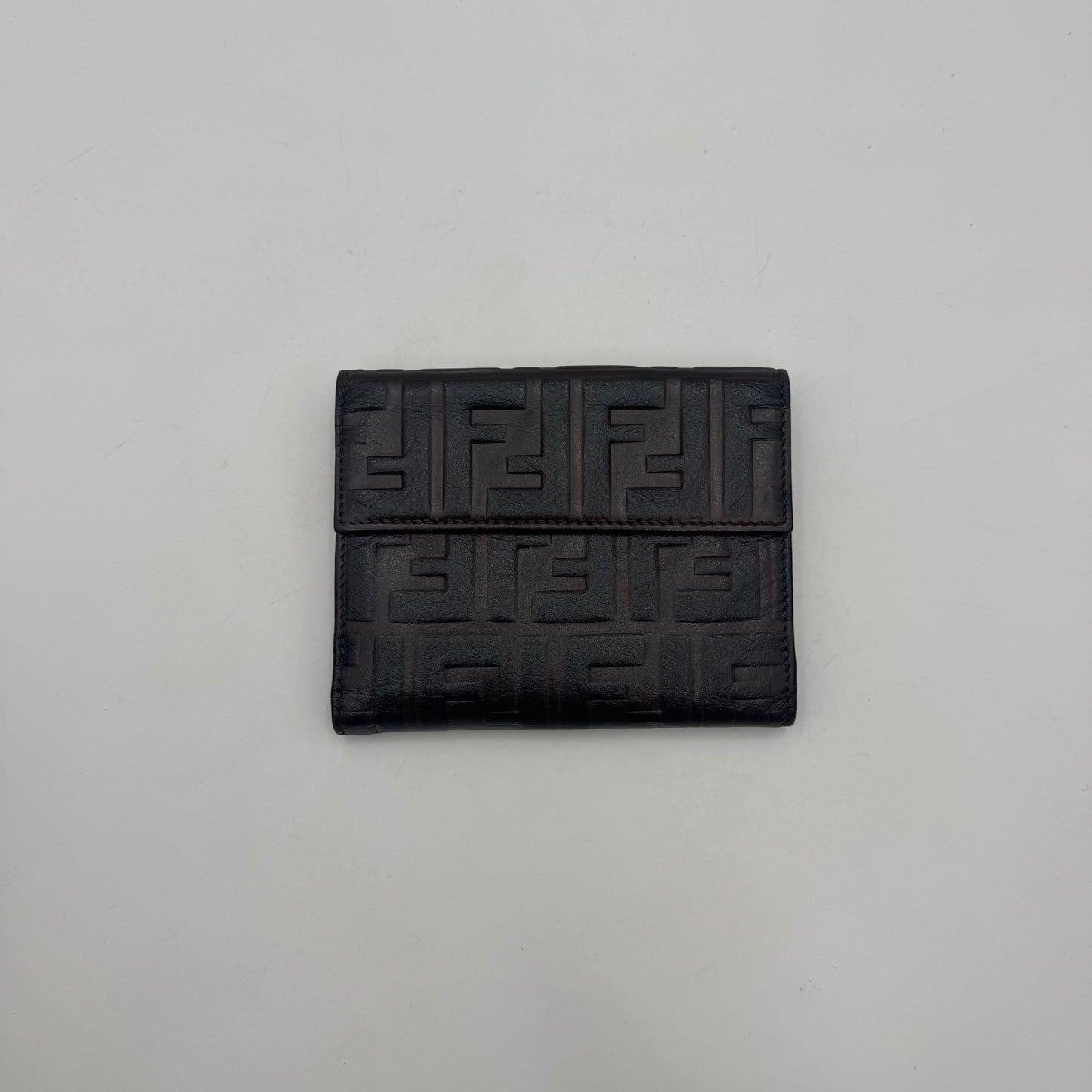 Fendi Brown Leather Zucca Embossed Bifold Wallet