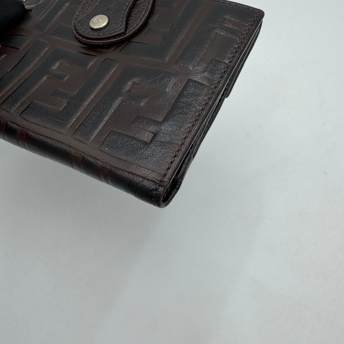 Fendi Brown Leather Zucca Embossed Bifold Wallet