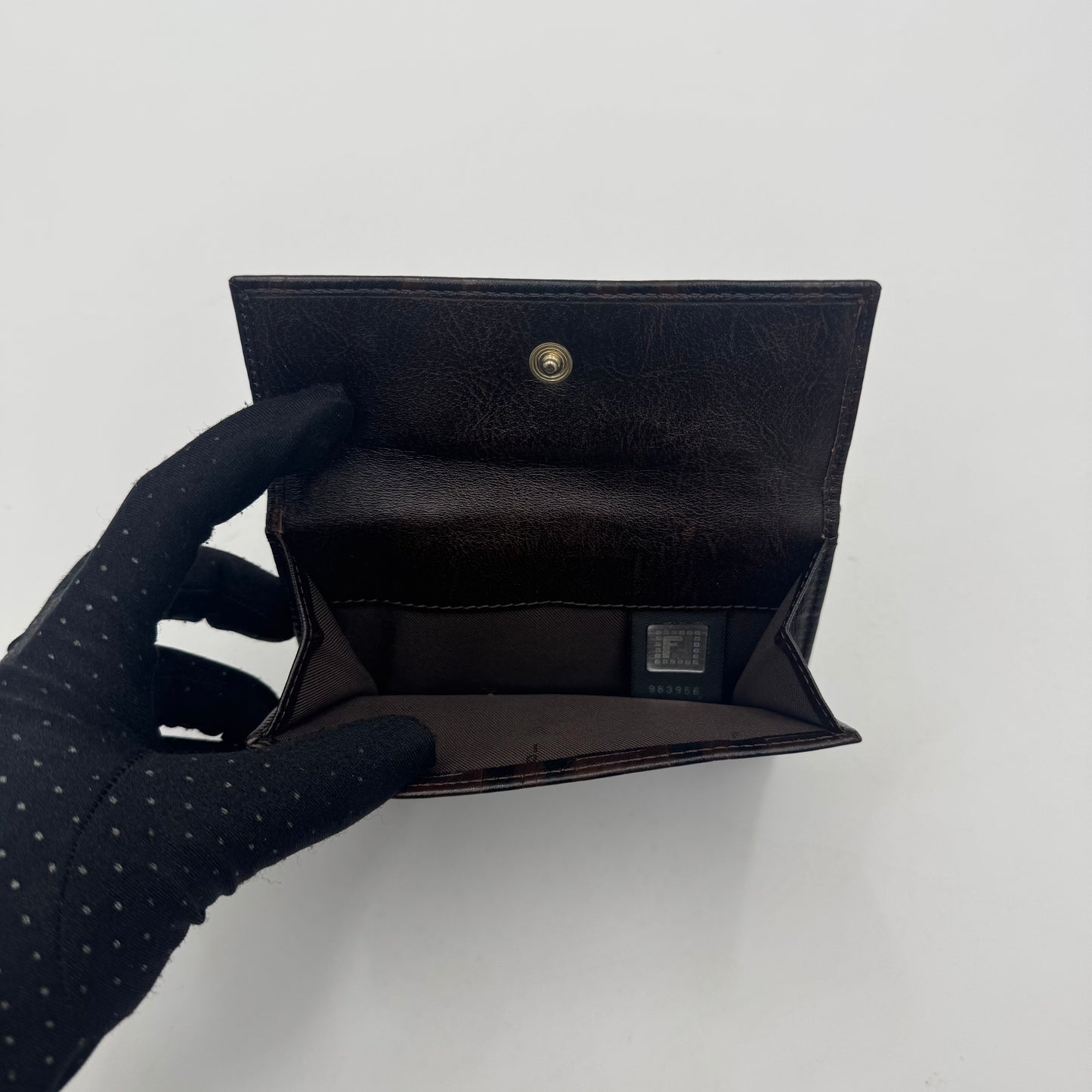 Fendi Brown Leather Zucca Embossed Bifold Wallet