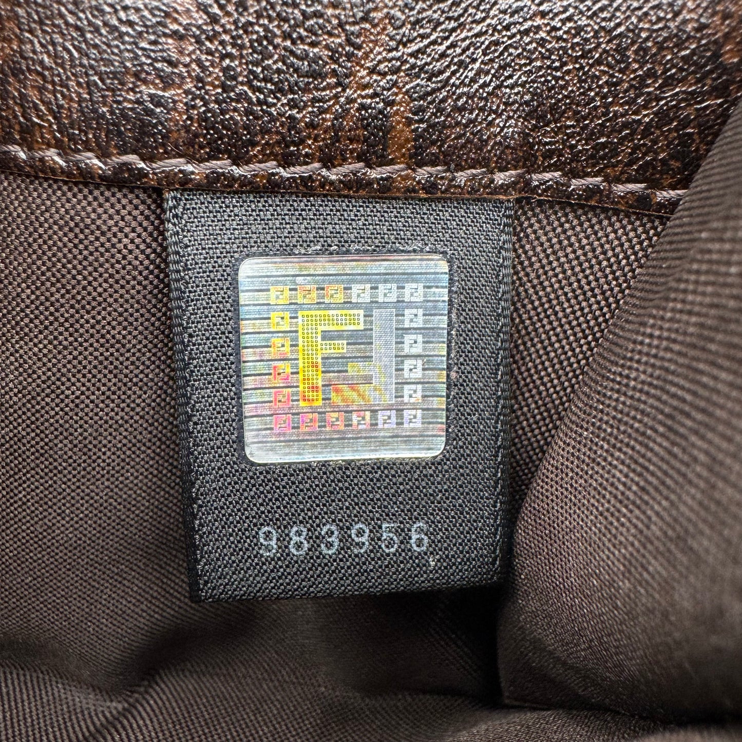 Fendi Brown Leather Zucca Embossed Bifold Wallet