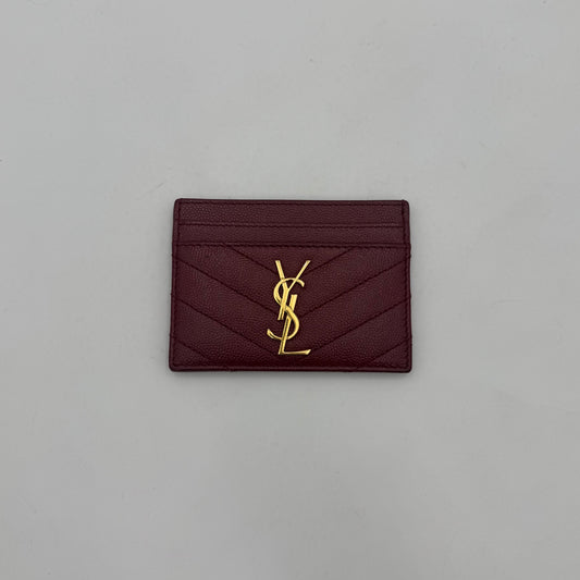 YSL Red Cassandre Matelasse Grained Leather Card Holder GHW