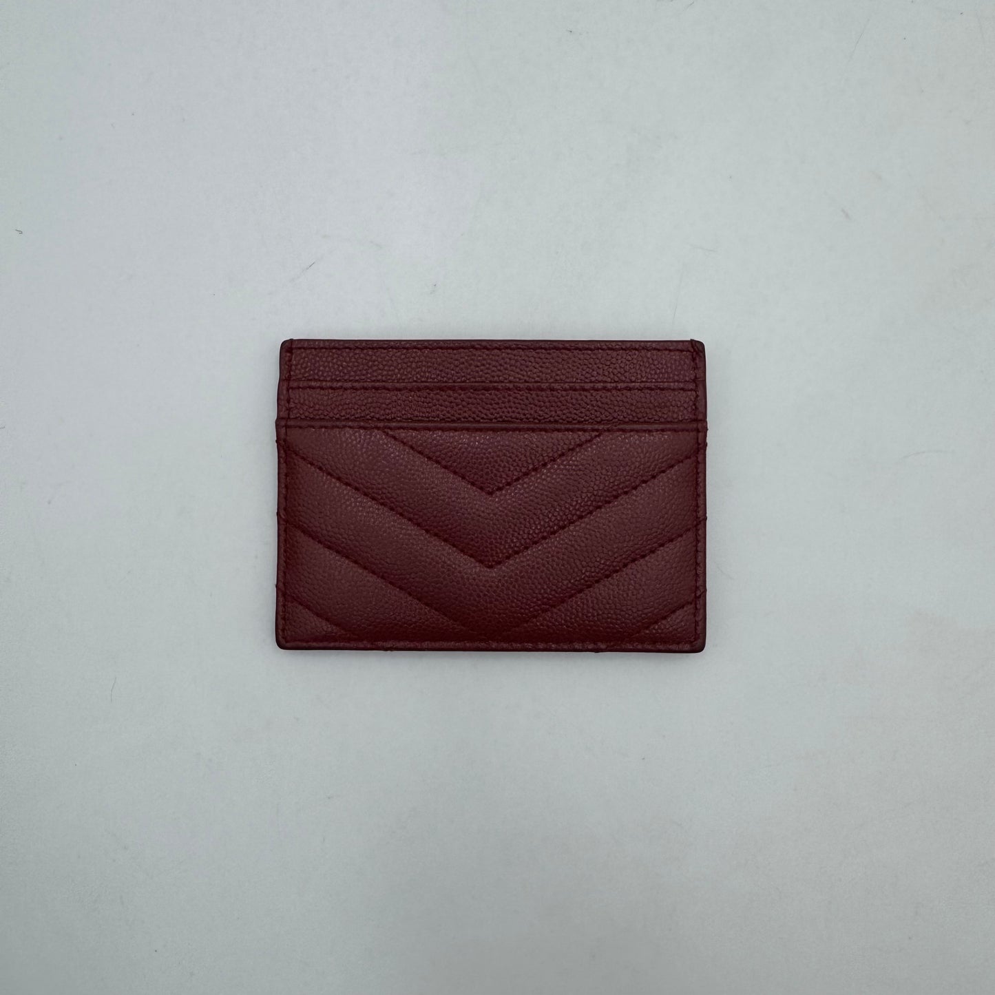 YSL Red Cassandre Matelasse Grained Leather Card Holder GHW
