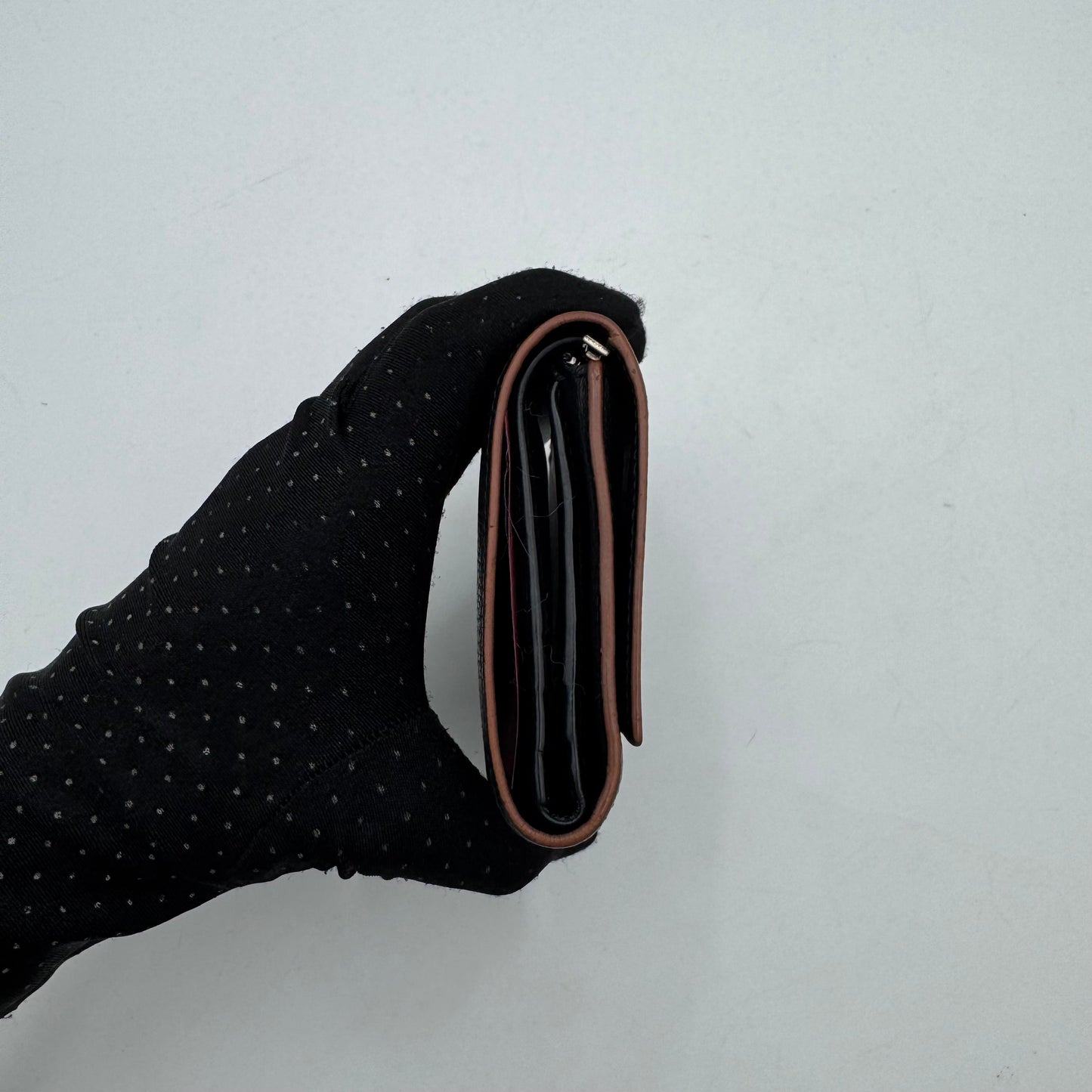 Loewe Black Leather Trifold Anagram Compact Wallet SHW