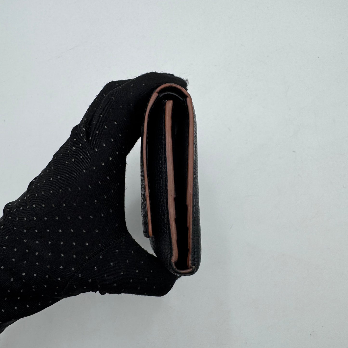 Loewe Black Leather Trifold Anagram Compact Wallet SHW