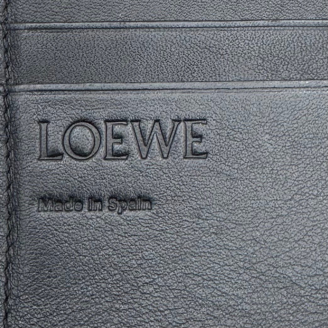 Loewe Black Leather Trifold Anagram Compact Wallet SHW