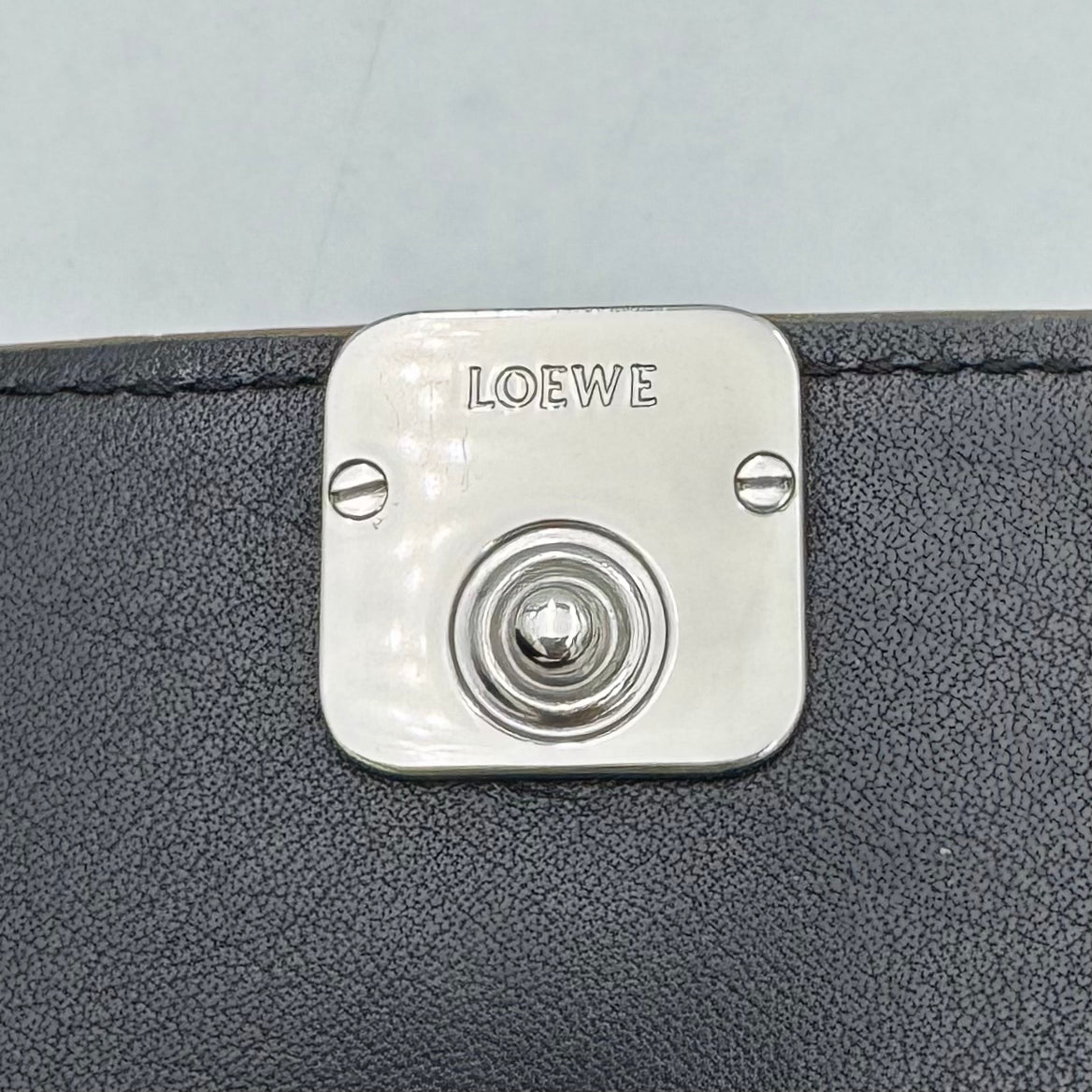Loewe Black Leather Trifold Anagram Compact Wallet SHW