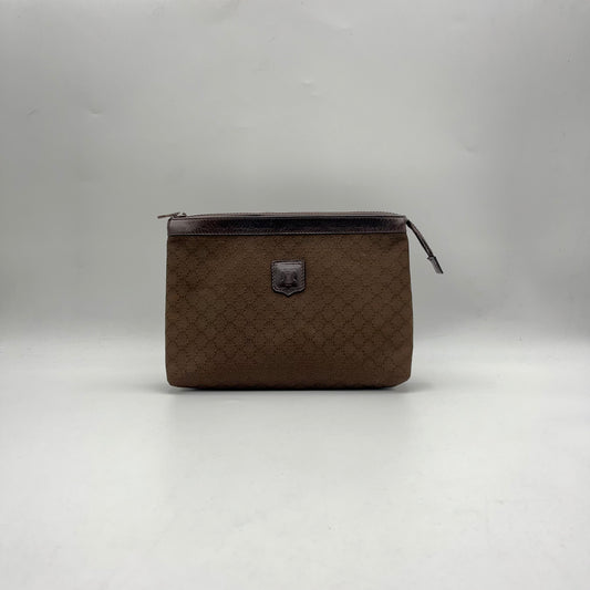 Celine Paris Brown Macadam Canvas Zip Pouch