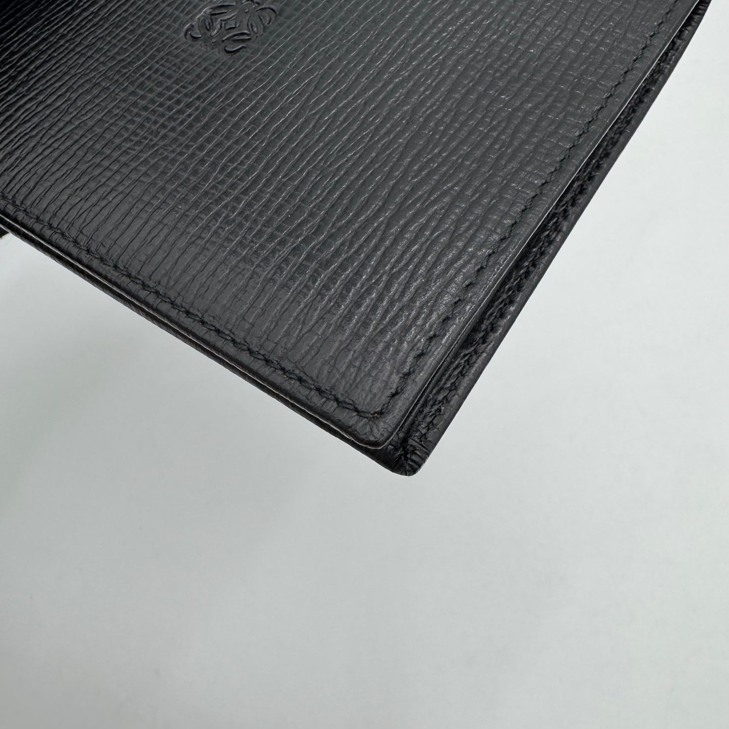 Loewe Black Grained Calfskin Anagram Bifold Vertical Wallet