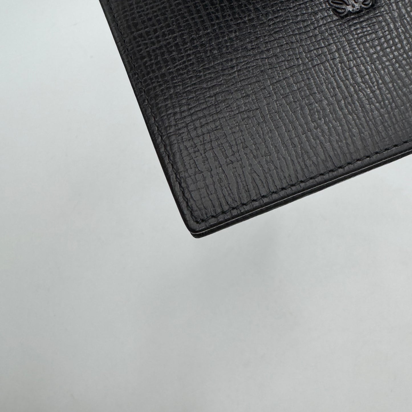 Loewe Black Grained Calfskin Anagram Bifold Vertical Wallet