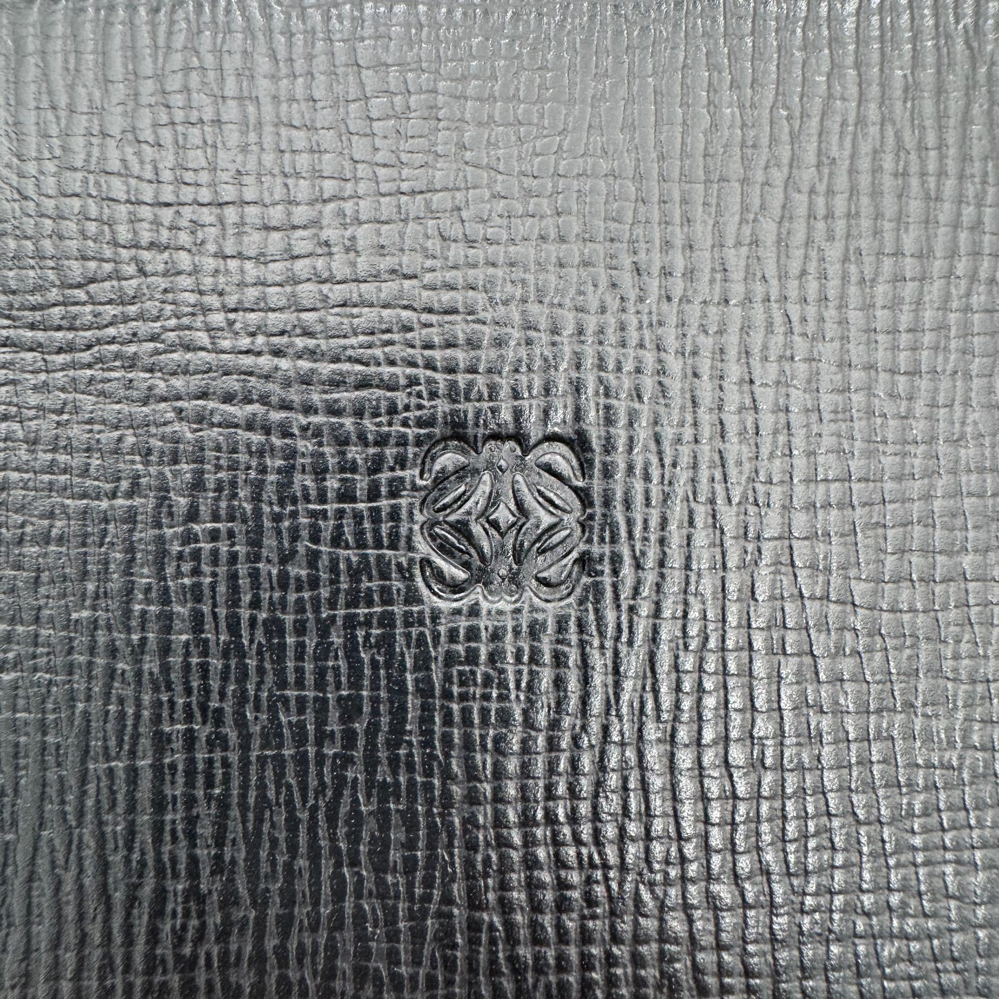 Loewe Black Grained Calfskin Anagram Bifold Vertical Wallet