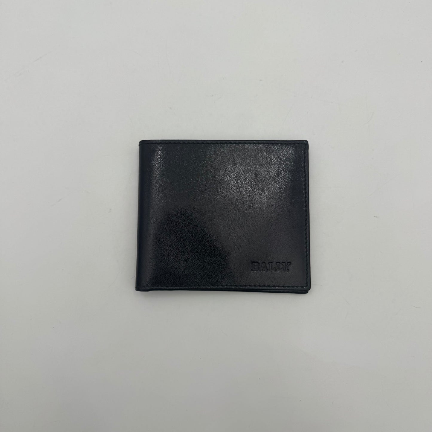 Bally Black Leather Logo Bifold Short Wallet