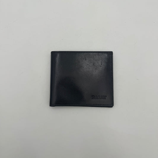 Bally Black Leather Logo Bifold Short Wallet