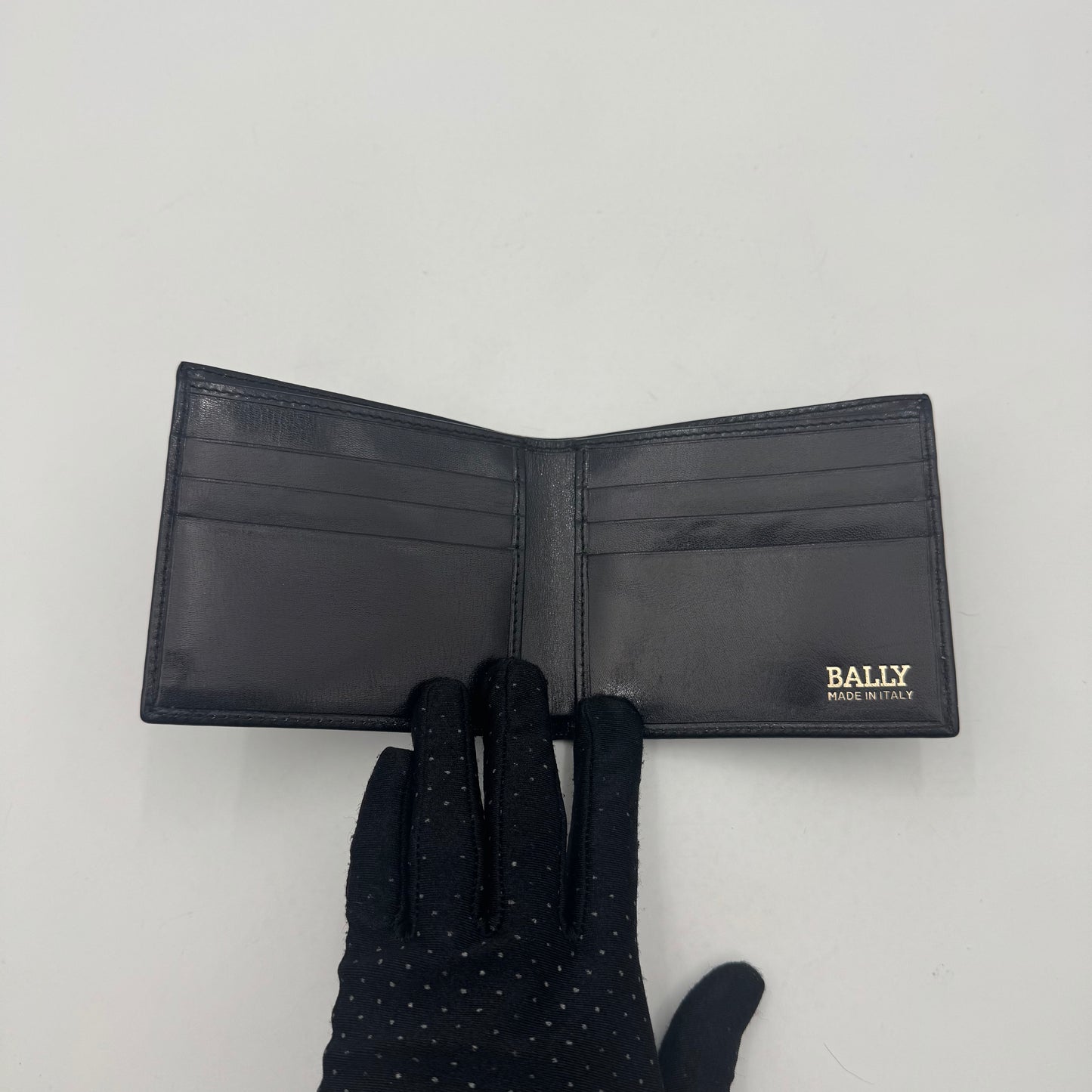 Bally Black Leather Logo Bifold Short Wallet