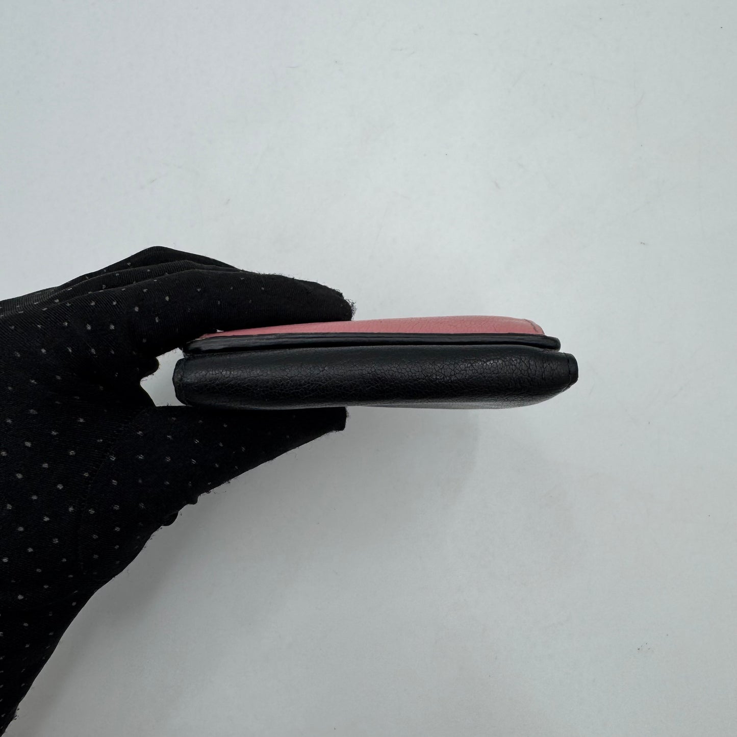 Miu Miu Black Pink Leather Trifold Mini Wallet GHW