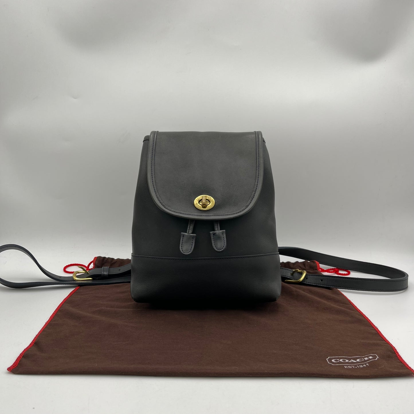 Coach Vintage Black Leather Mini Backpack