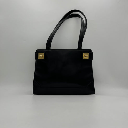Celine Paris Vintage Black Leather Tote Shoulder Bag